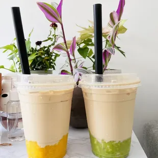 Mango latte and Avocado latte