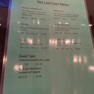 Beer Menu