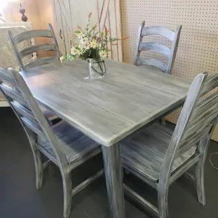 Barnwood style refinished dining set.