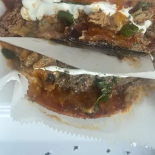 Steak and chicken Parmesan enchiladas. With no black olives nor cilantro.