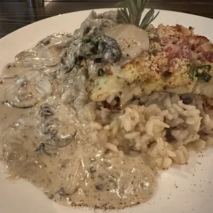 Thyme Cod with Mushroom Risotto.