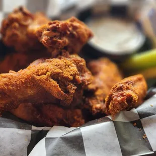 a basket of fried chicken