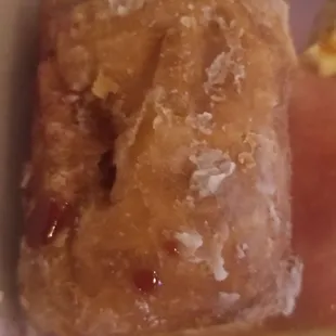 a close up of a donut