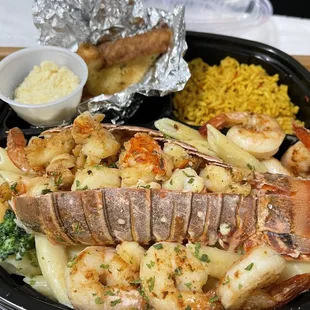 Alfredo with shrimp and lobster.