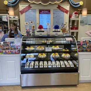 a display of bundt cakes