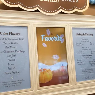 the menu and prices
