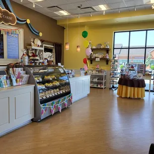 the inside of a bakery