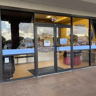 the entrance to a store