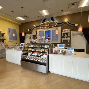 the inside of a bakery