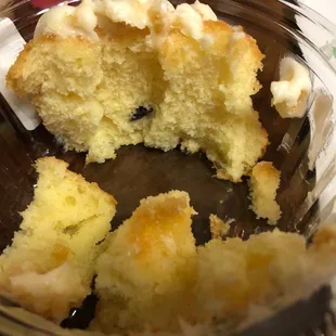 3/4 of the way into the "blueberry bliss" cake, I finally found a blueberry!