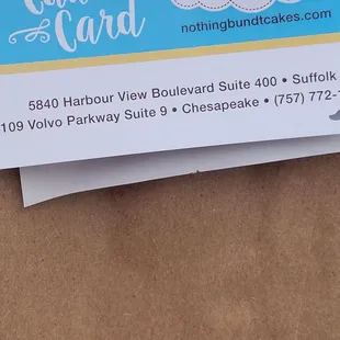 a business card and a donut