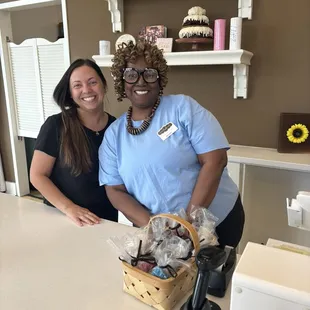 Mrs. Mary &amp; Emily serving my birthday Bundtini!