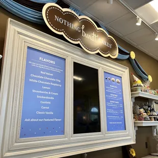 a menu for a cake shop