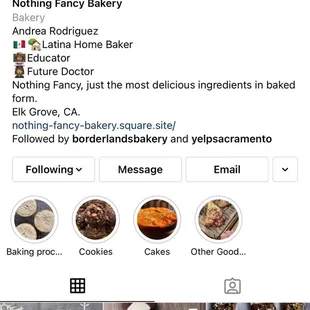 Checkout Nothing Fancy&apos;s Bakery Instagram page. Ordering info.
