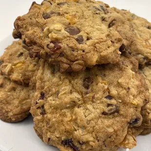 Everything cookies with coconut, chocolate chips, cranberries, apricots and pecans