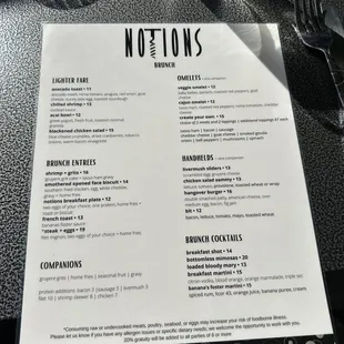 Brunch menu