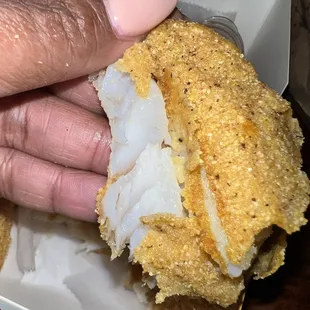 It&apos;s hard to tell but the 2 Pieces Whiting Fish Dinner is frozen fillets and over the date for use which is why it&apos;s mushy.