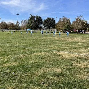 Nice park with play structures and soccer fields.
