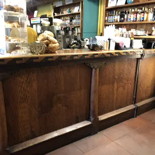 the counter and shelves