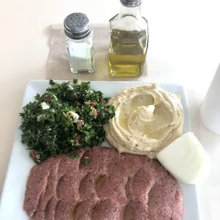 Kibbe Nayeh, tabbouleh and Hummus!