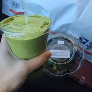 Power Up Smoothie and Chopped Mediterranean Salad to go