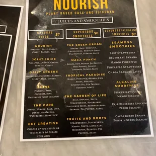 Drink menu