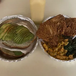 Tropical Paradise Smoothie, Avocado Toast, Vegan Fried Chicken Platter