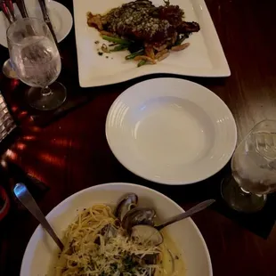 Linguine and Clams and Ribeye