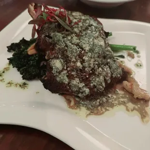 Bone in Ribeye with added Blue Cheese crumbles.