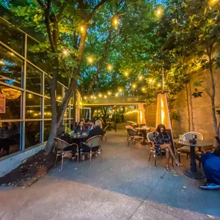 Front courtyard with seating for the jazz duo