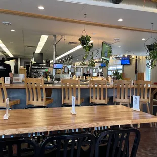 a view of the bar and dining area