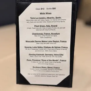 wine menu