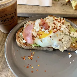 Avocado toast and cold brew
