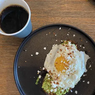 Avocado toast and coffee