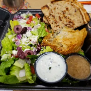 Spanakopita and Greek salad