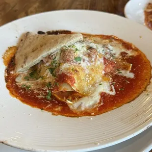 Lasagna- the best thing we had that evening.