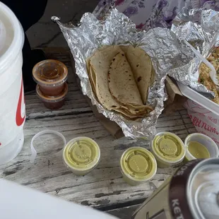 Home made corn tortillas.