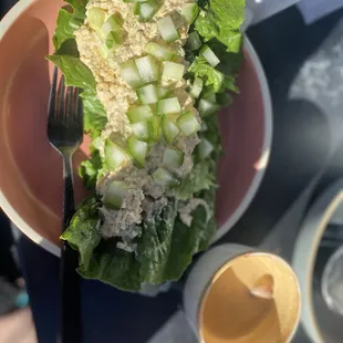 Chickpea salad on lettuce