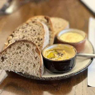 Bread Service with Cultured Butter and Hummus