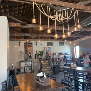 tables and chairs in a restaurant