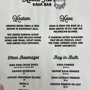 the menu for the tea lounge