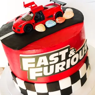 Fast &amp; Furious in buttercream cake, fondant and edible image