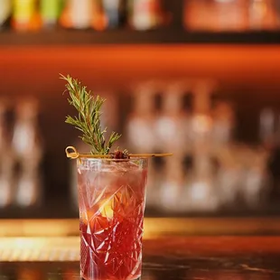 The "Lena Younger" - Made with house made vermouth, ginger beer, citrus, fresh herbs, and gin. One of our newest house made cocktails!