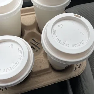 The baristas decorated my carrier!!