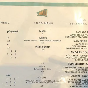 a menu for a drink at a restaurant
