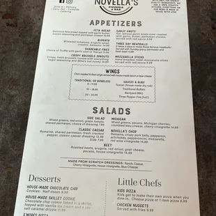 Salad menu