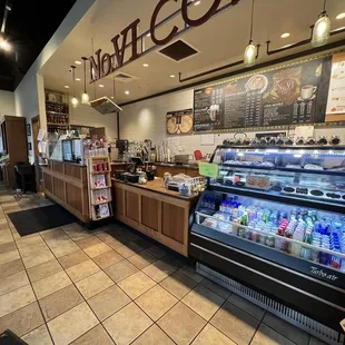 the interior of a cafe