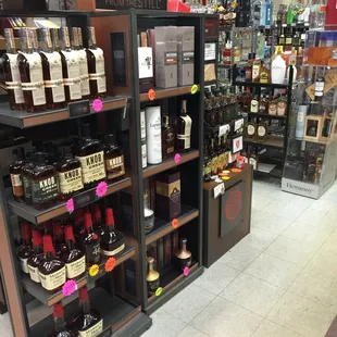 shelves of wine and liquor