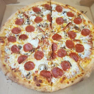 Large pepperoni and mushroom