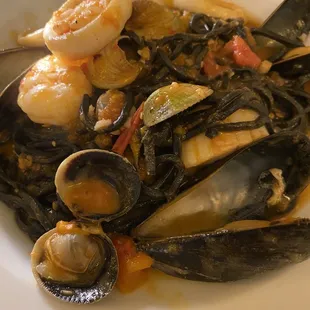 Spaghettini Neri Ai Frutti Di Mare was a beautiful main course.